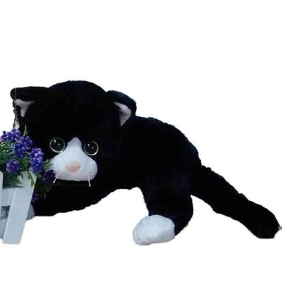 Động vật nhồi bông mèo đen và trắng 40CM 100% Polyester Đồ chơi sang trọng cho động vật