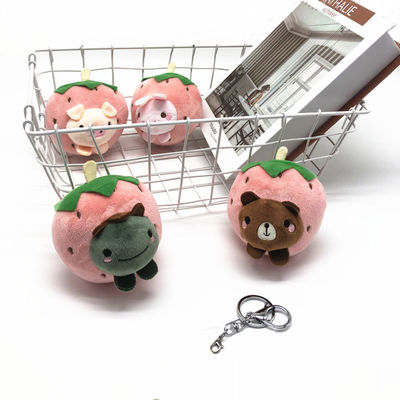 10 cm Hoạt hình Dâu Tây Mặt Động Vật Móc Khóa Đồ Chơi Sang Trọng Cho Chìa Khóa Xe