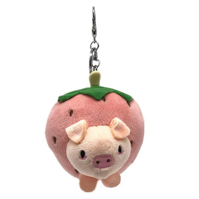 10 cm Hoạt hình Dâu Tây Mặt Động Vật Móc Khóa Đồ Chơi Sang Trọng Cho Chìa Khóa Xe