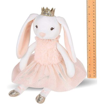 Vương miện sáng bóng Tai dài Thỏ màu hồng Đồ chơi sang trọng trong váy ngắn